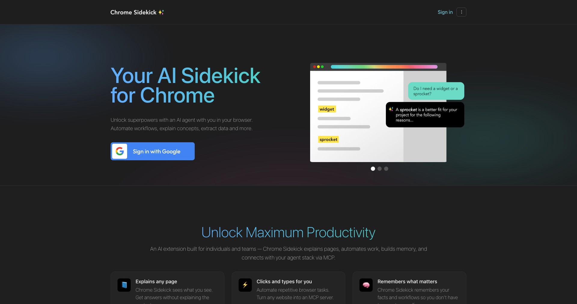 Chrome Sidekick Screenshot