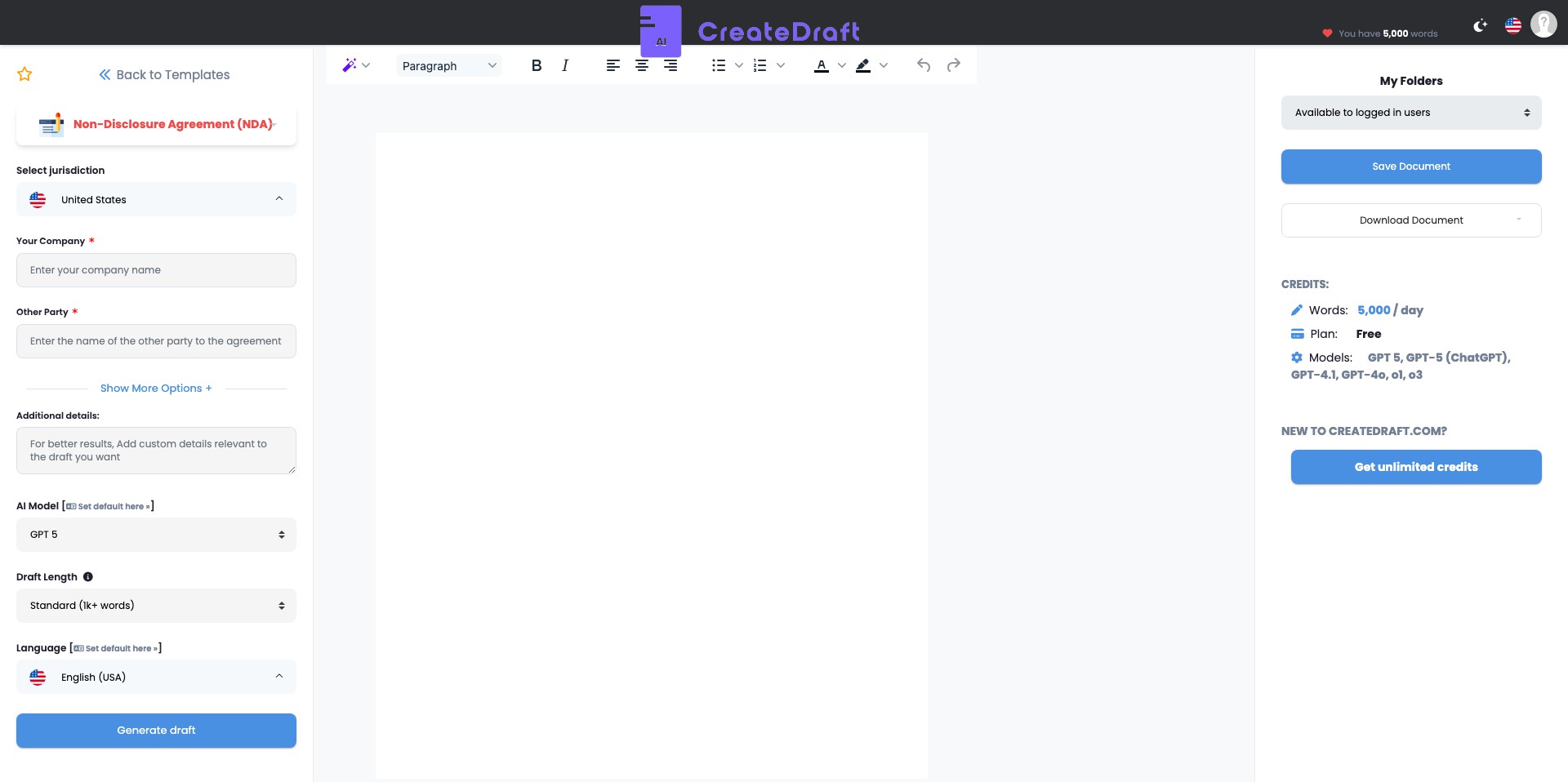 CreateDraft Screenshot