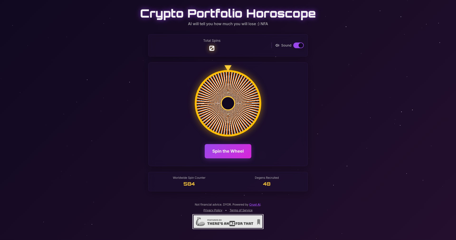 Crypto Portfolio Horoscope Screenshot