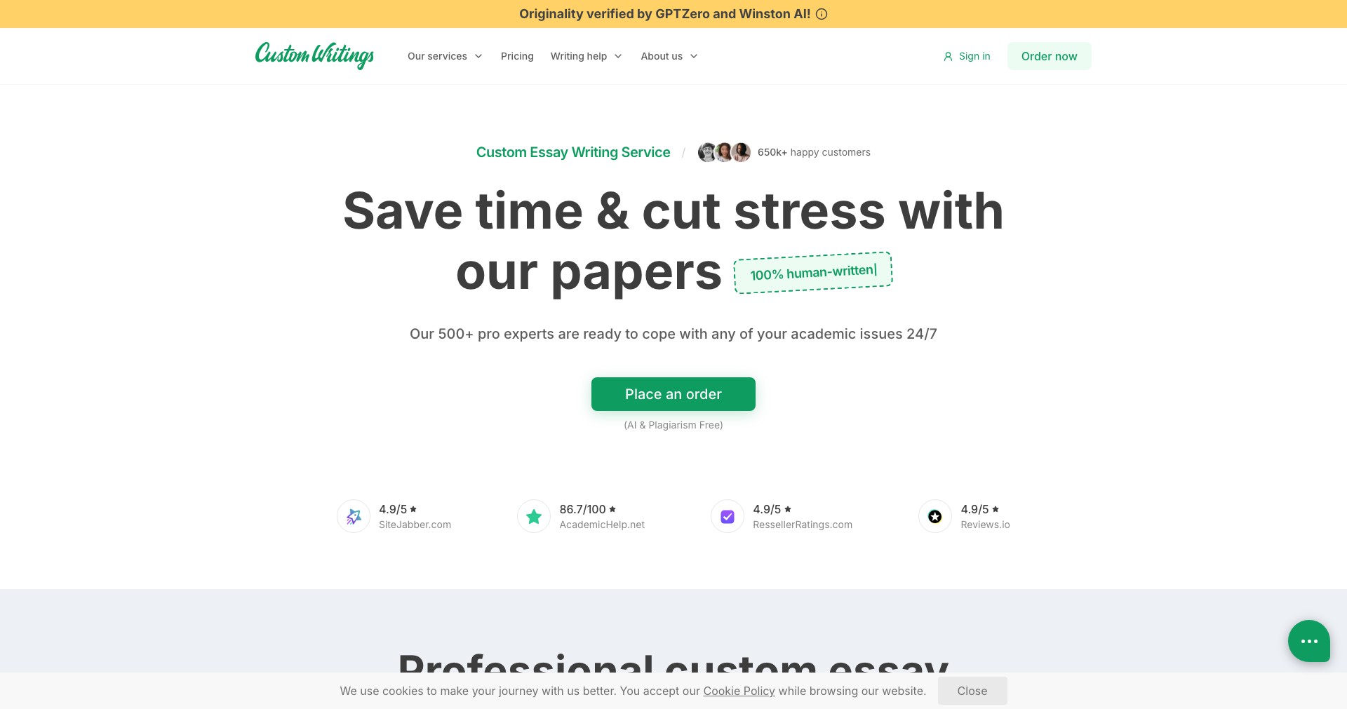 CustomWritings Essay Screenshot