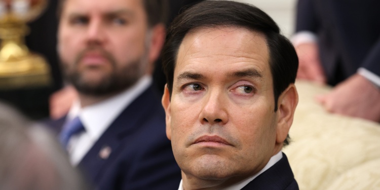 A disgruntled looking governor Marco Rubio