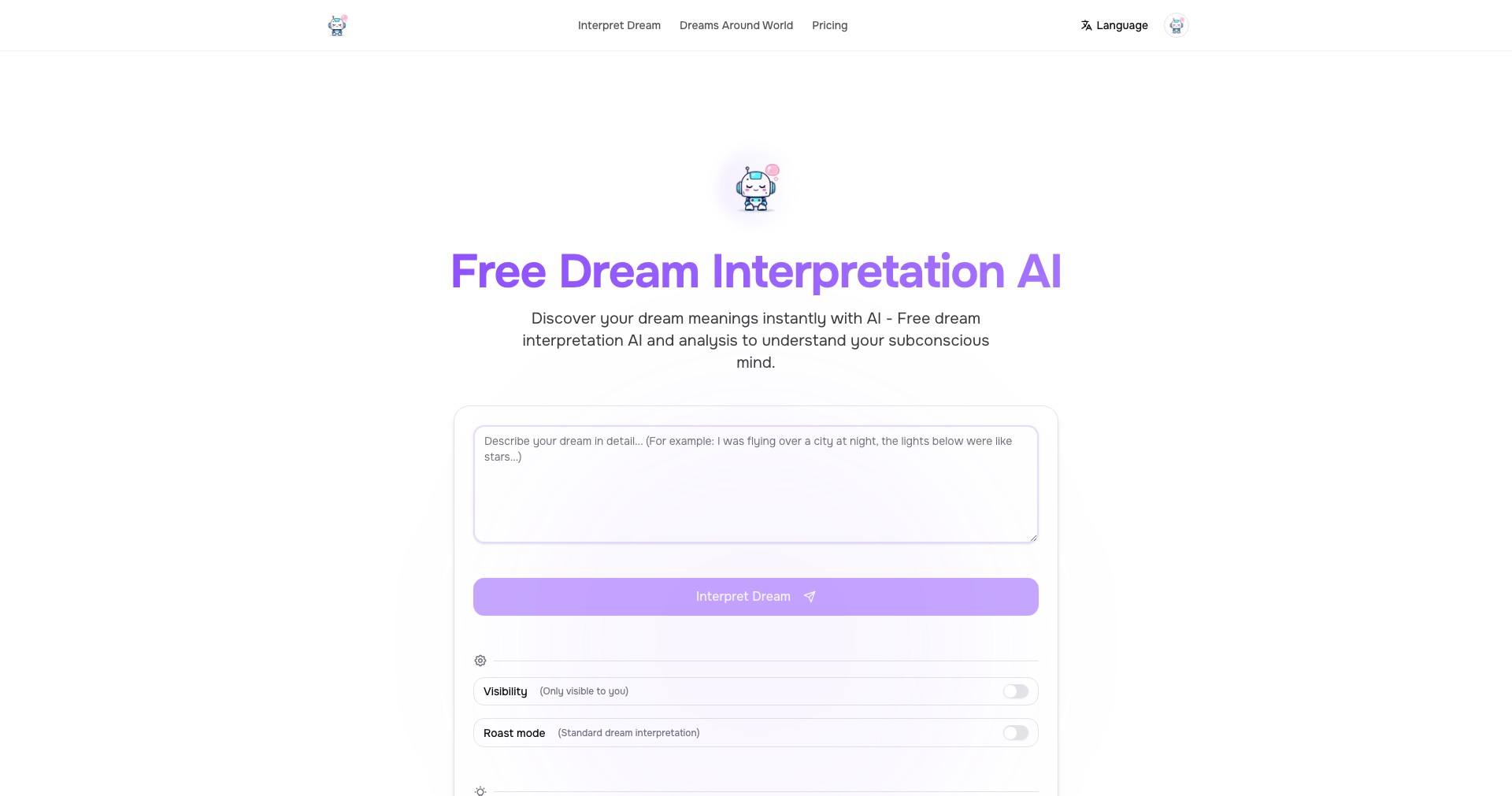 Dream Interpretation AI Screenshot