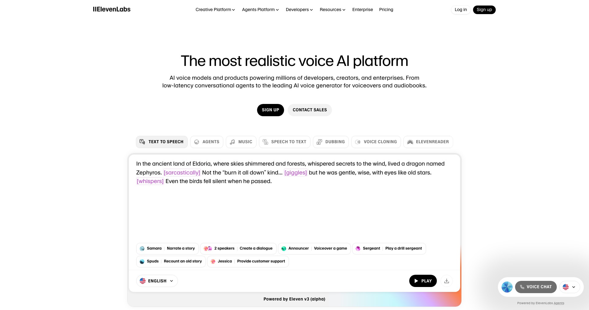 ElevenLabs AI Voice Generator Screenshot