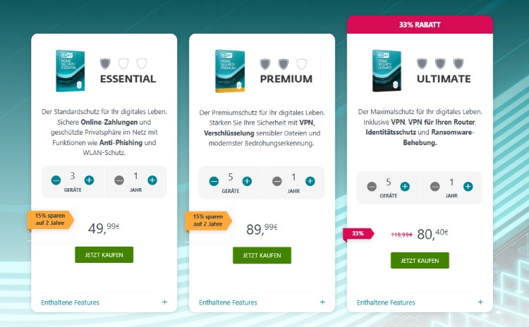 Eset Tarife, Website Screenshot, Deutschland
