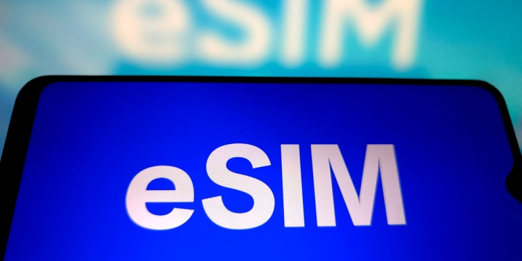 An esim logo on a smartphone.