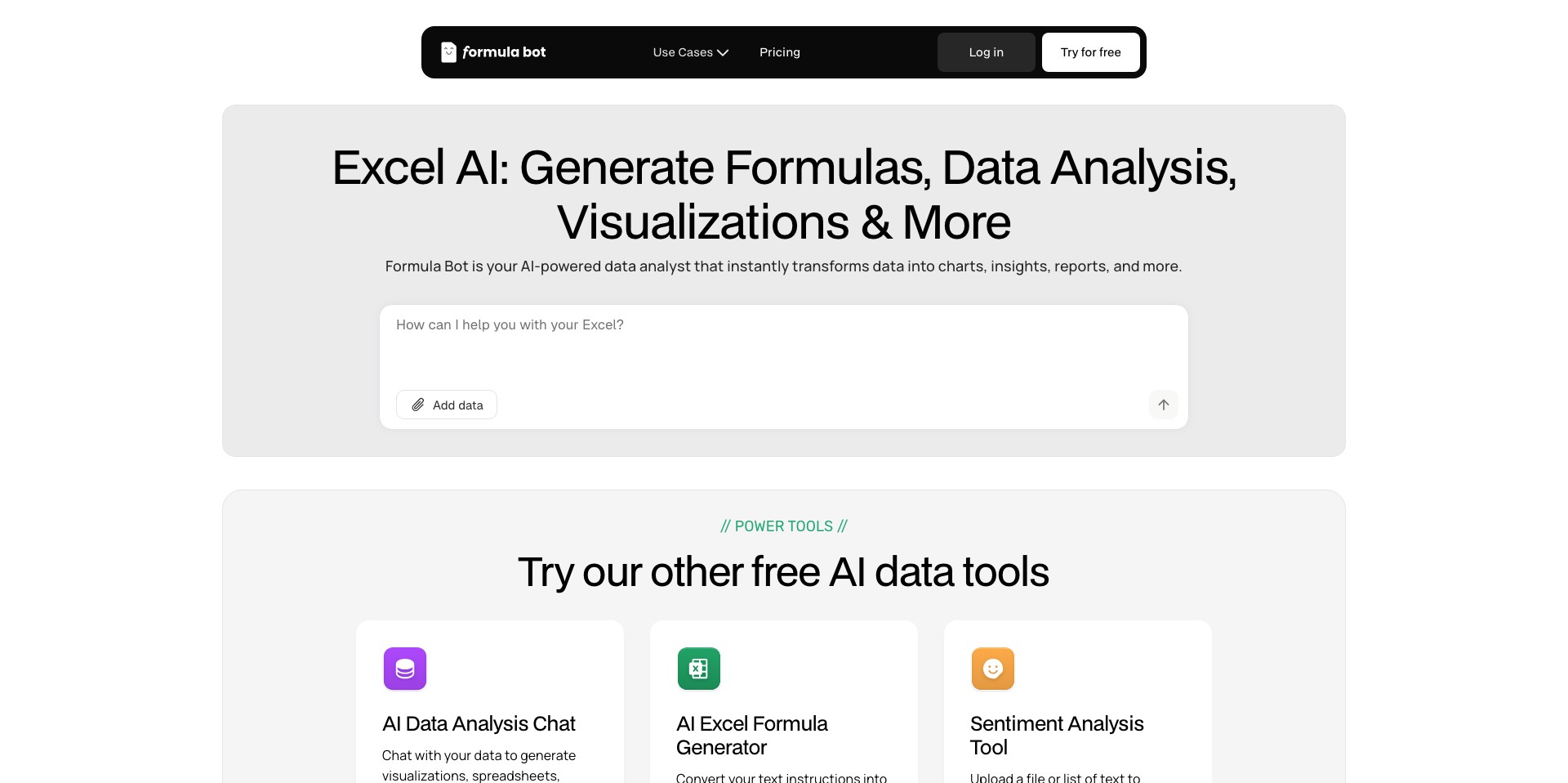 Excel Formula Bot Screenshot