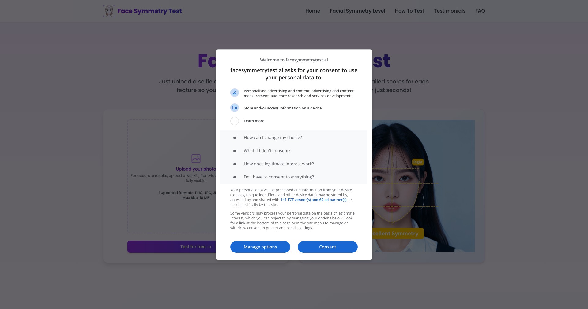 Face Symmetry Test Screenshot