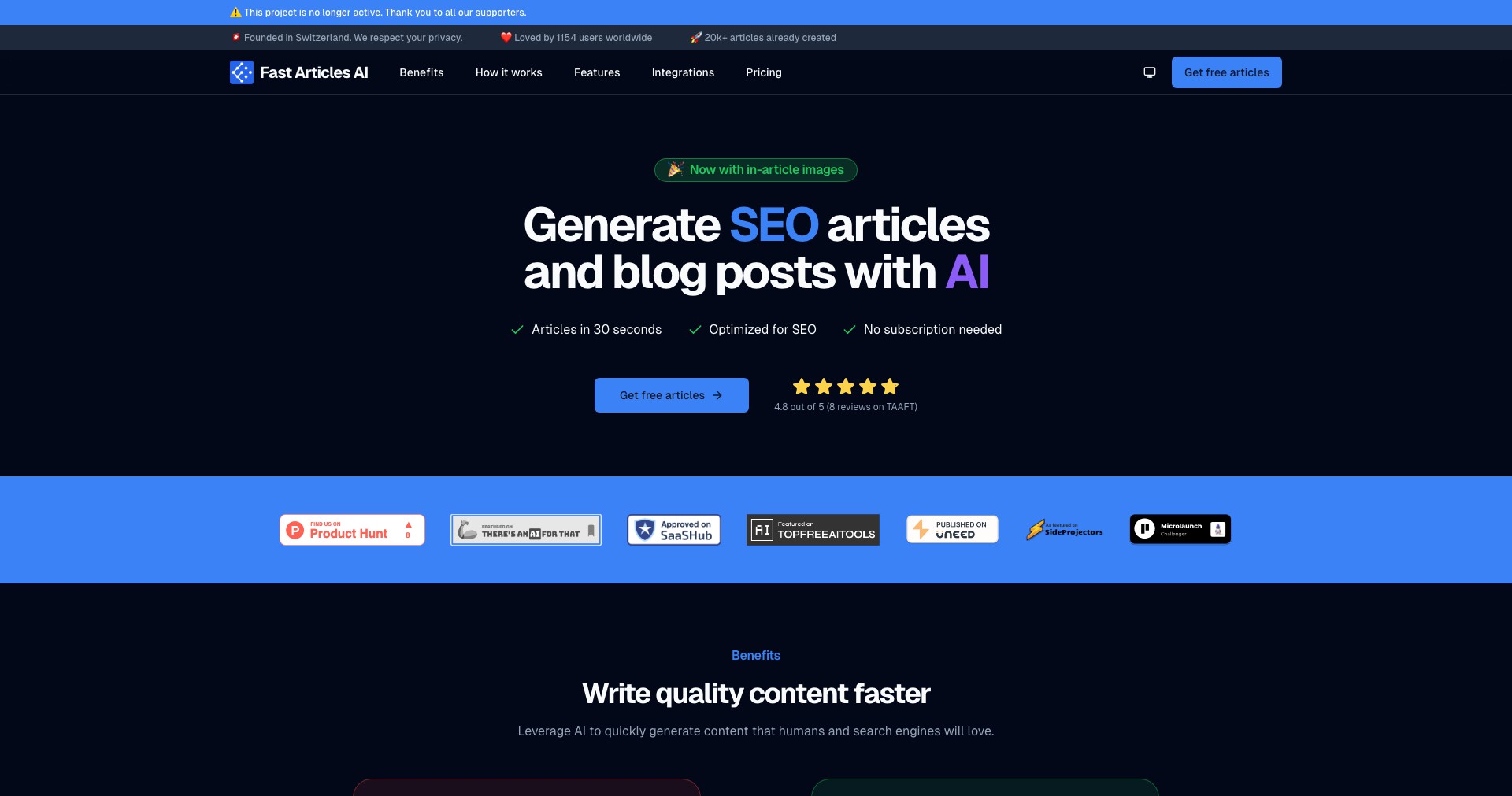 Fast Articles AI Screenshot