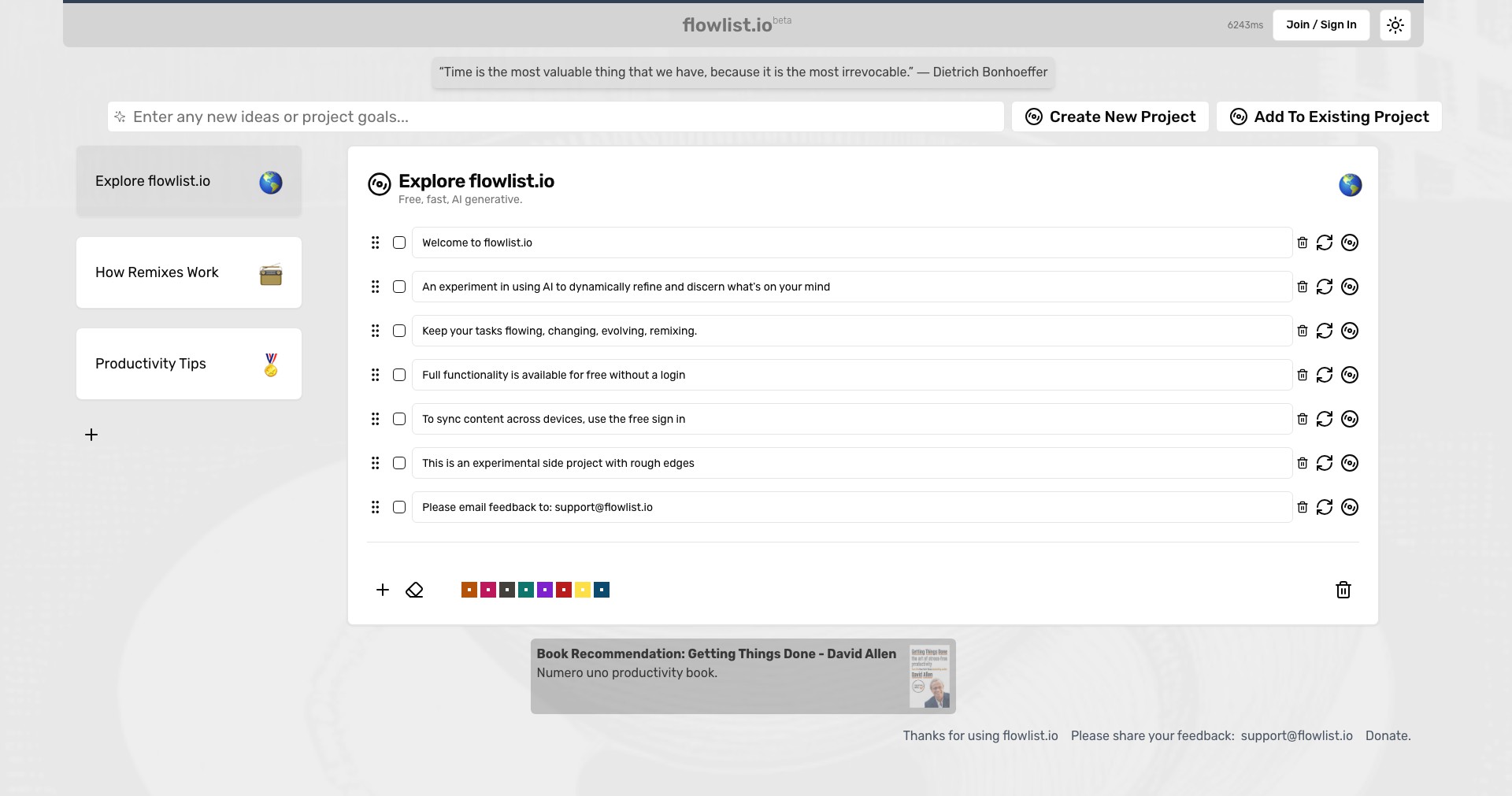 Flowlist Screenshot