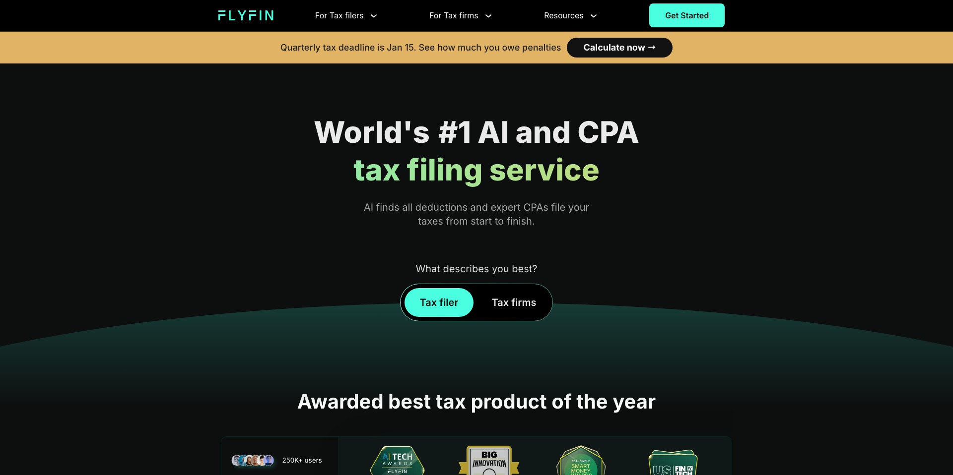 Flyfin tax Screenshot