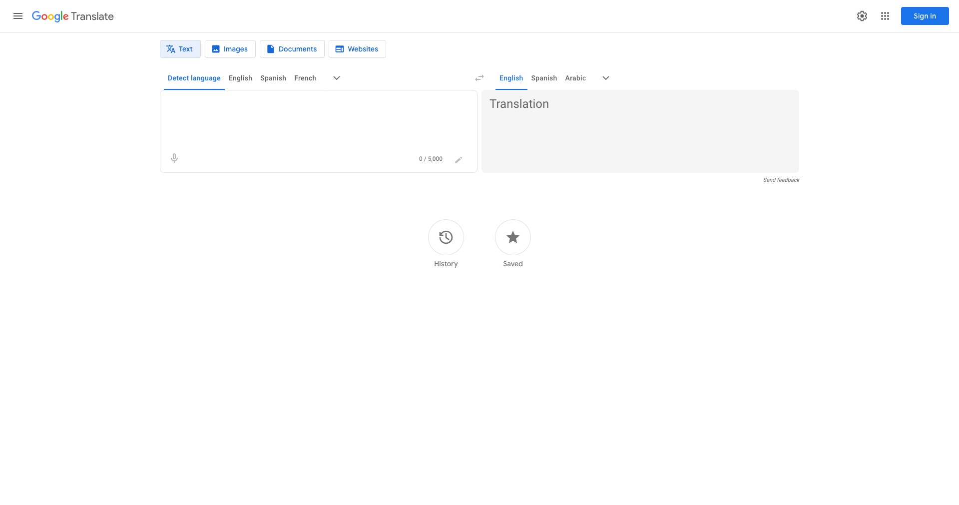 Google Translate Screenshot