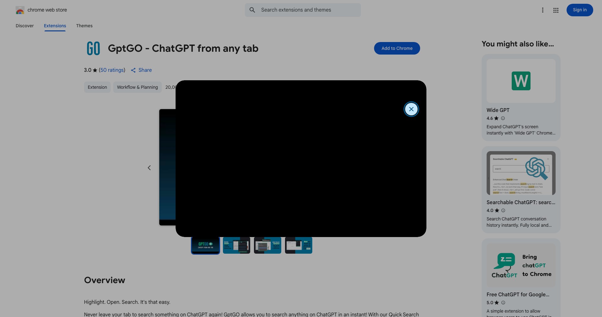 GptGO extension Screenshot