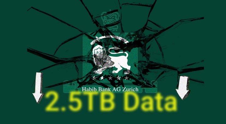 habib bank of zurich logo with tiger and sword, green background cracked, 
