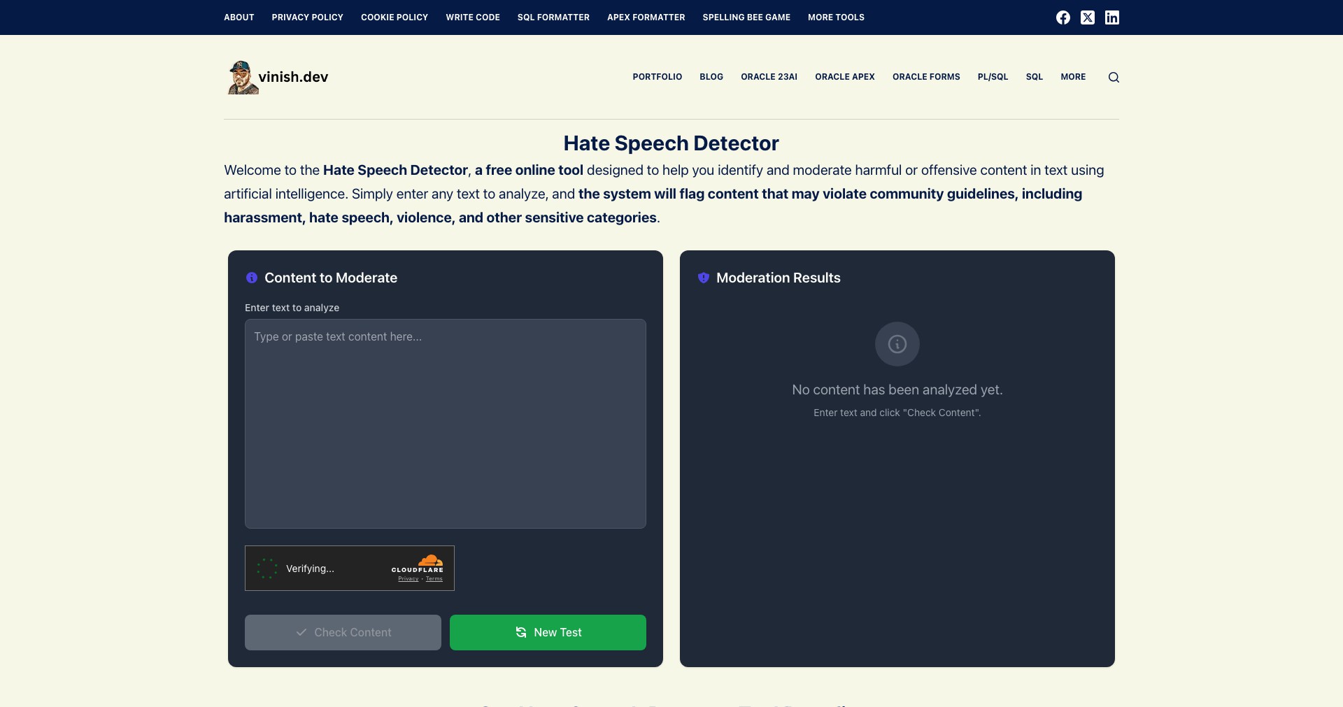 Hate Speech Detector Screenshot