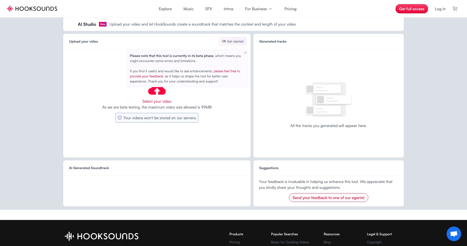 Hooksounds AI Studio Screenshot