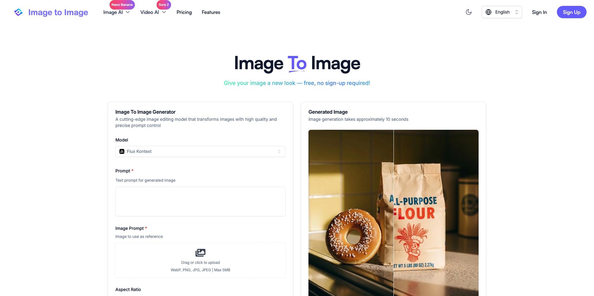 Image to Image.tech Screenshot