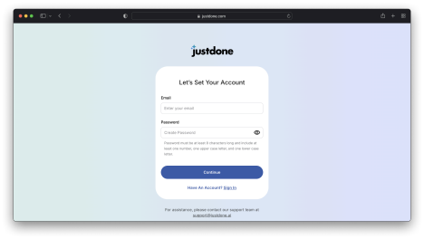 Justdone homepage