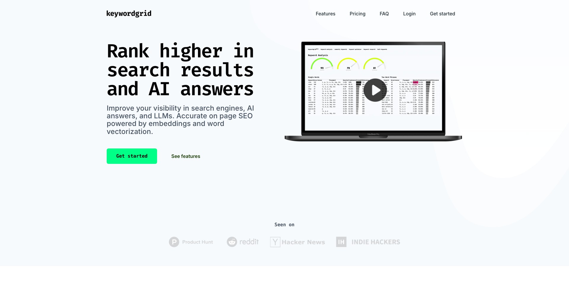 Keyword Grid Screenshot