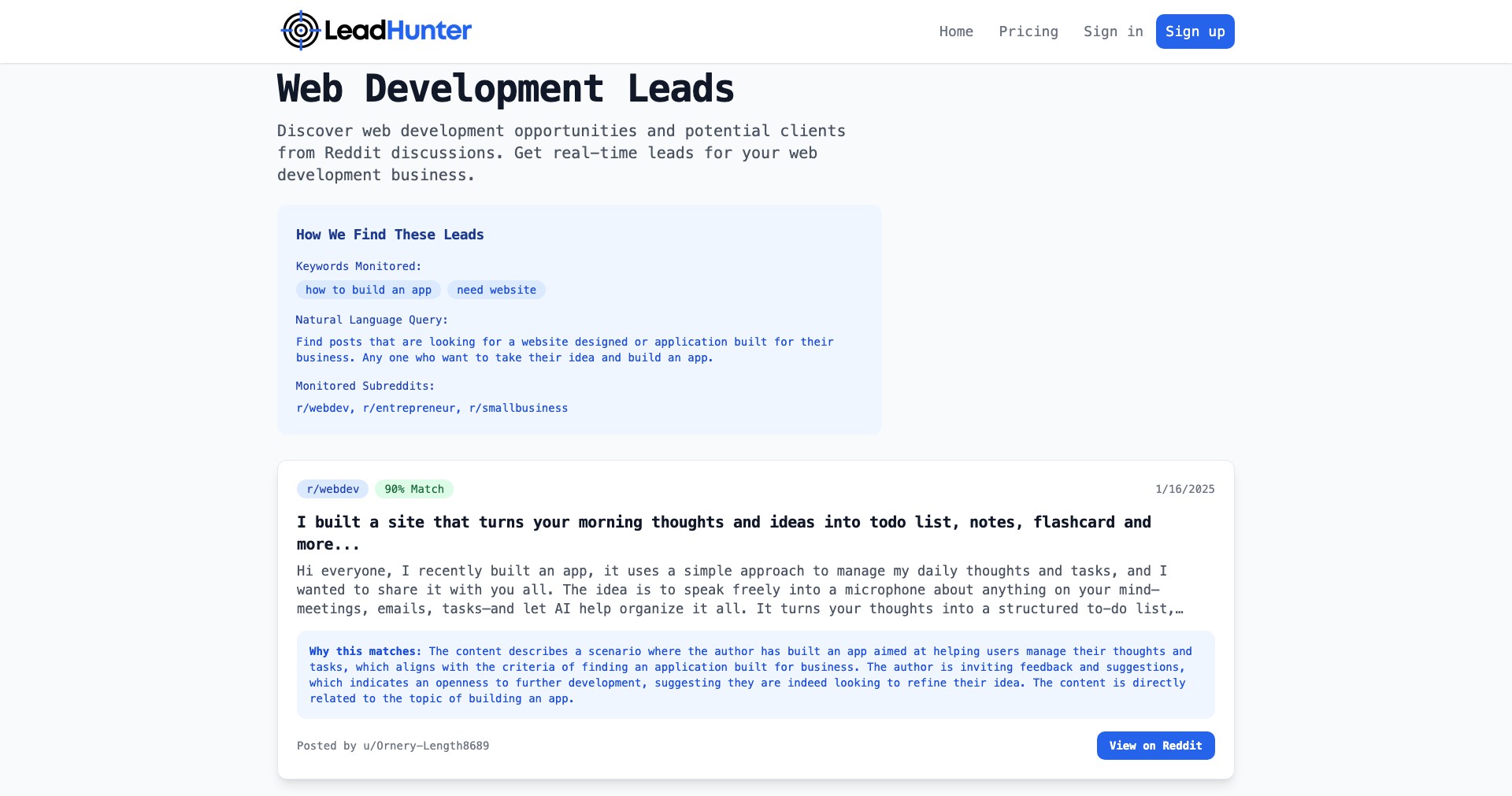 LeadHunter Screenshot