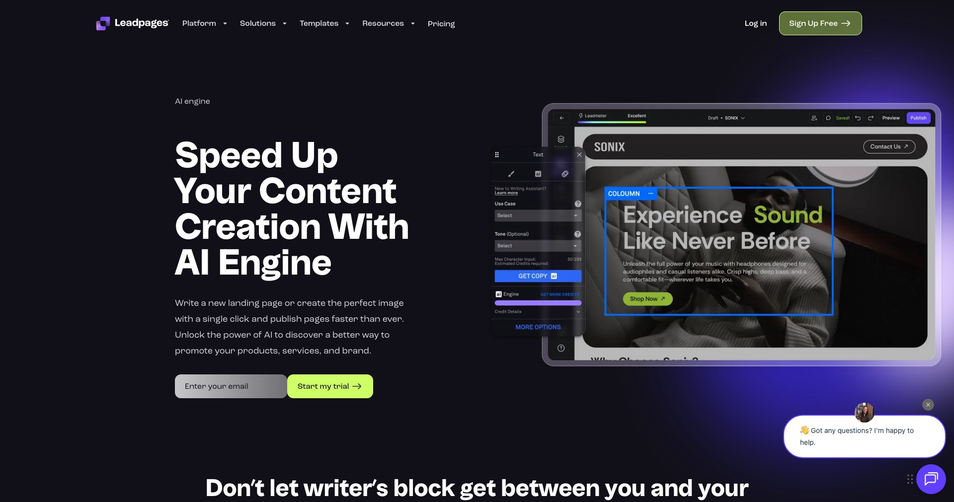 Leadpages AI Engine Screenshot