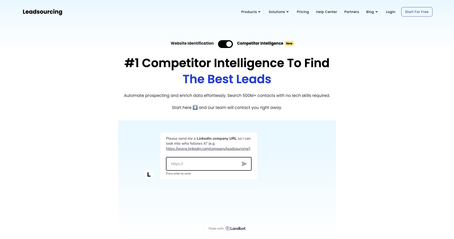 Leadsourcing Screenshot