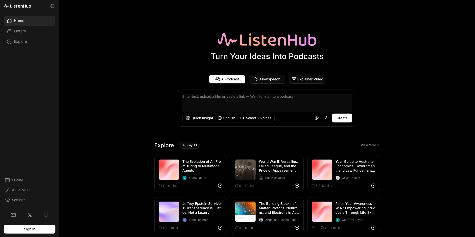 ListenHub Screenshot