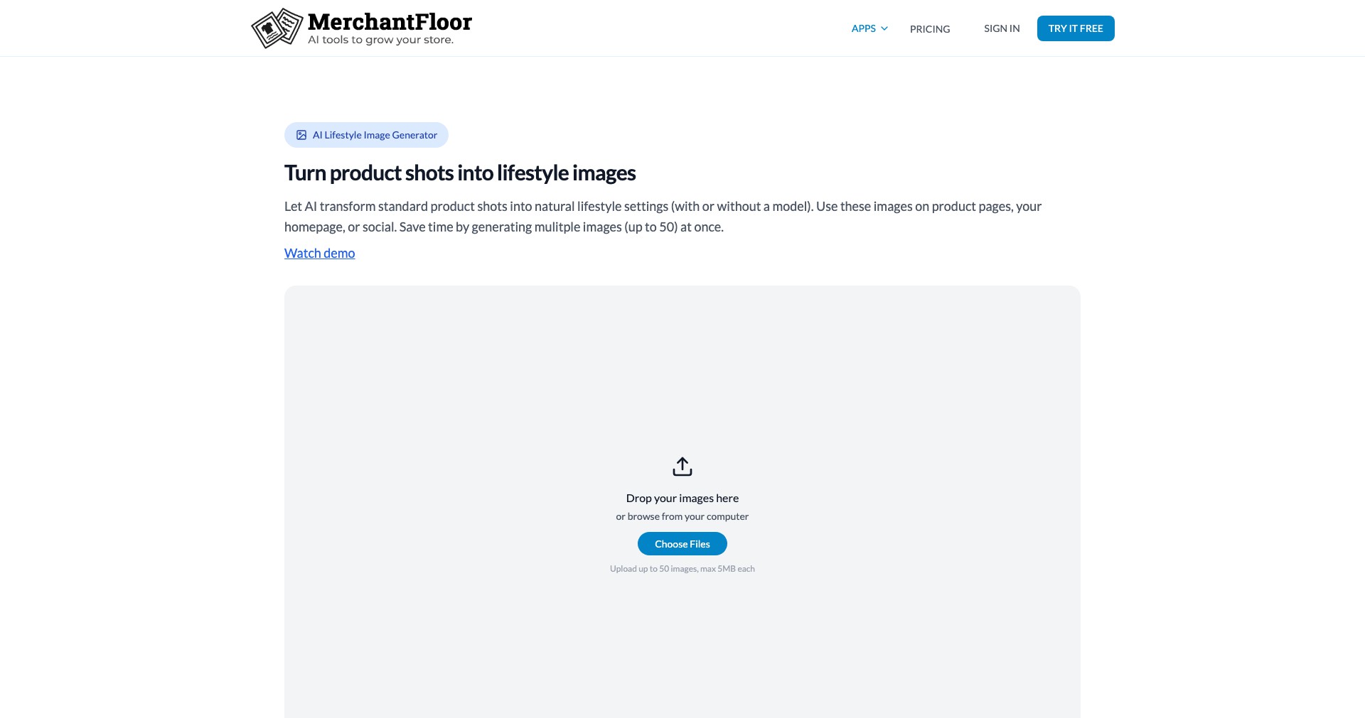 Merchant Floor Product Images Screenshot