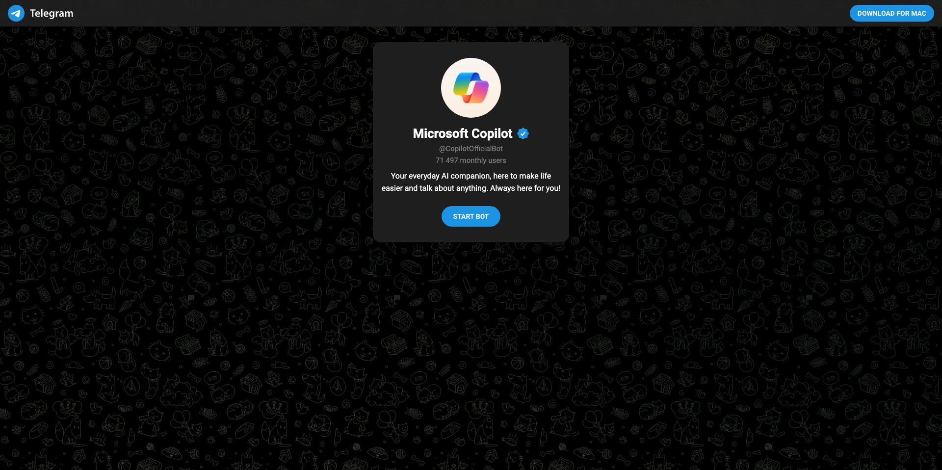 Microsoft Copilot on Telegram Screenshot