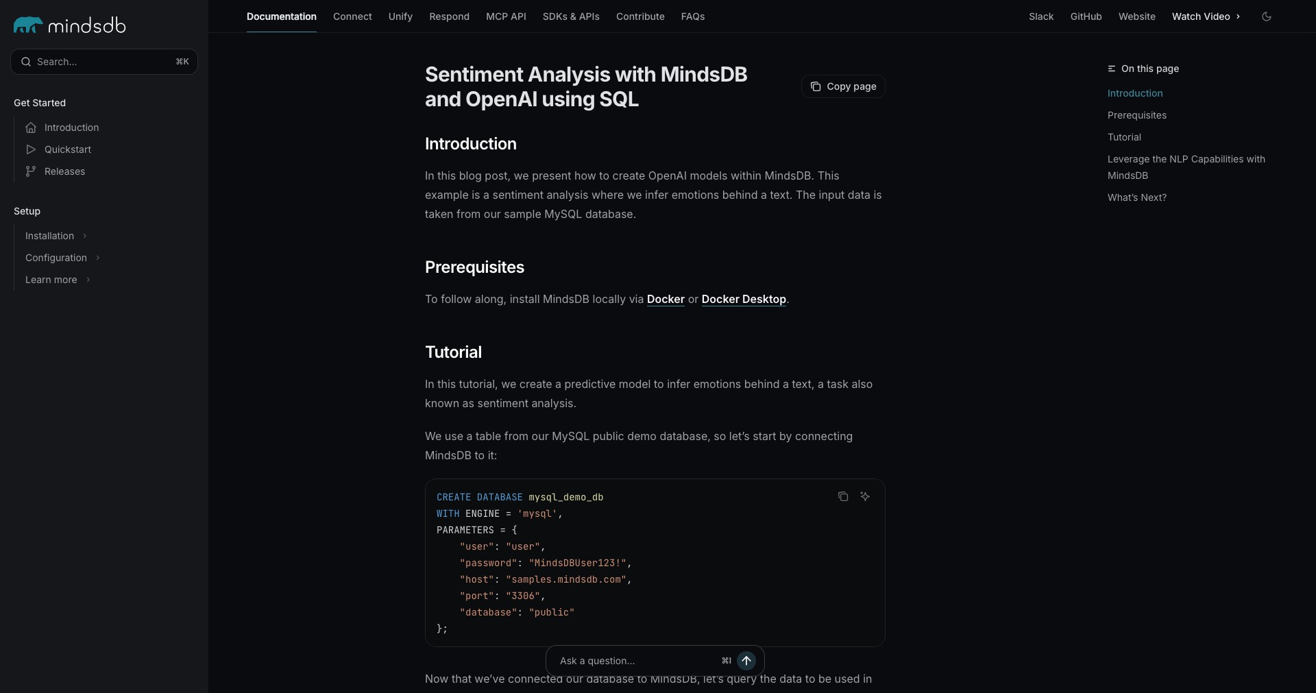 MindsDB Screenshot
