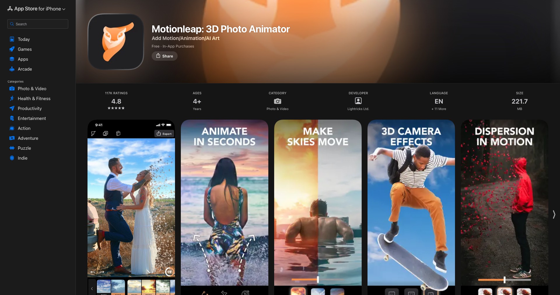 Motionleap Screenshot