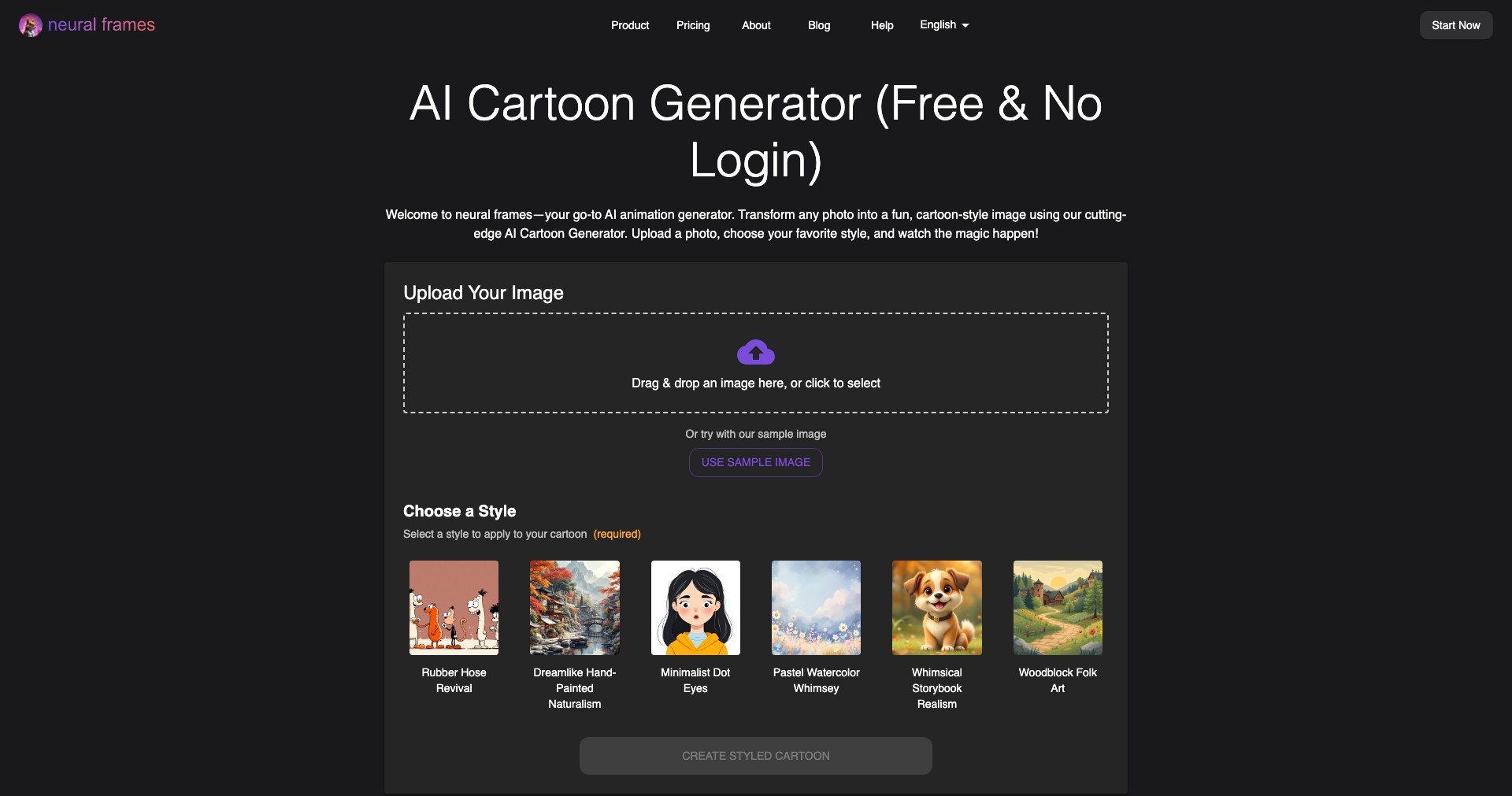 Neural Frames Cartoon Generator Screenshot