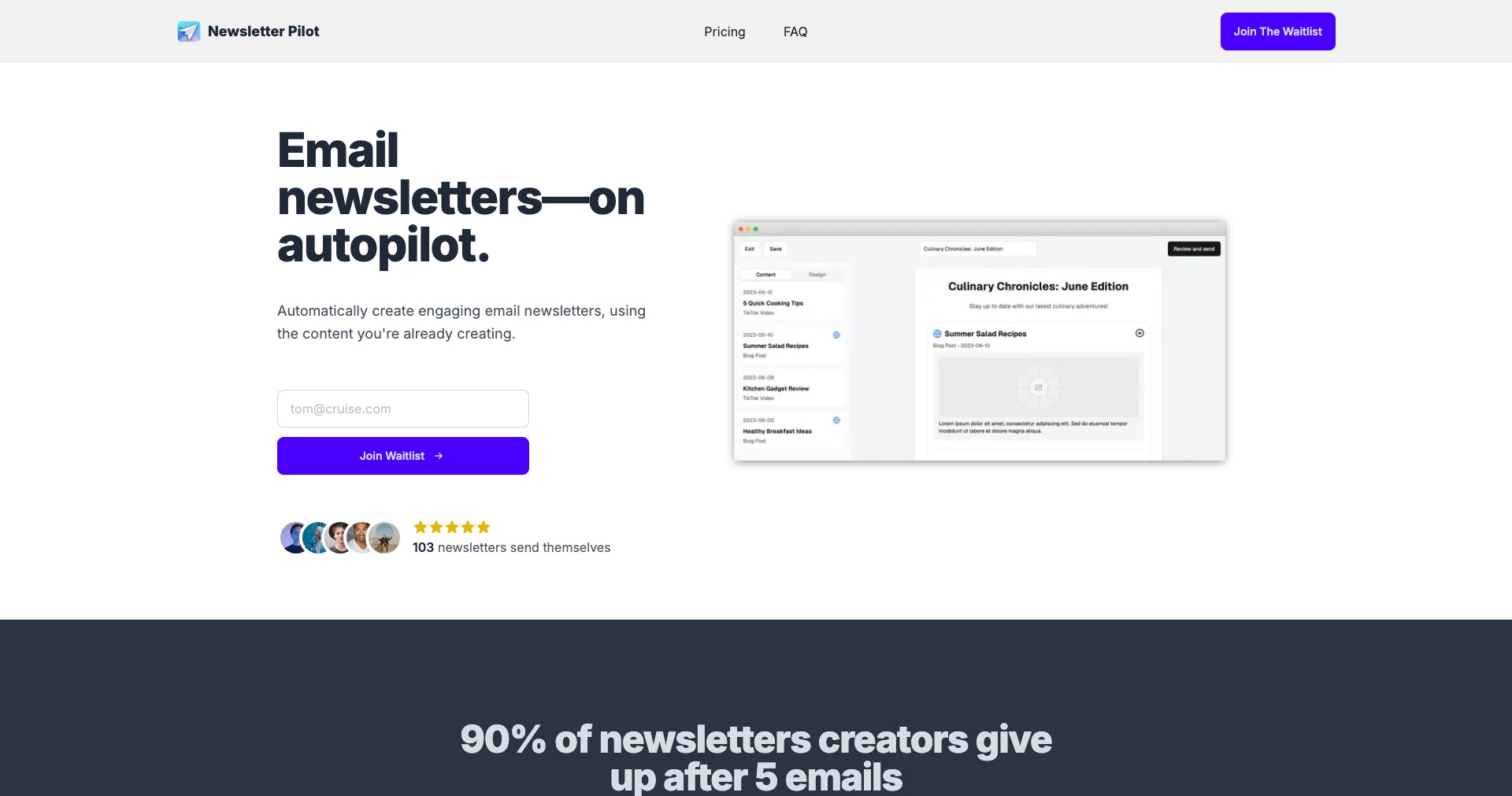 Newsletter Pilot Screenshot