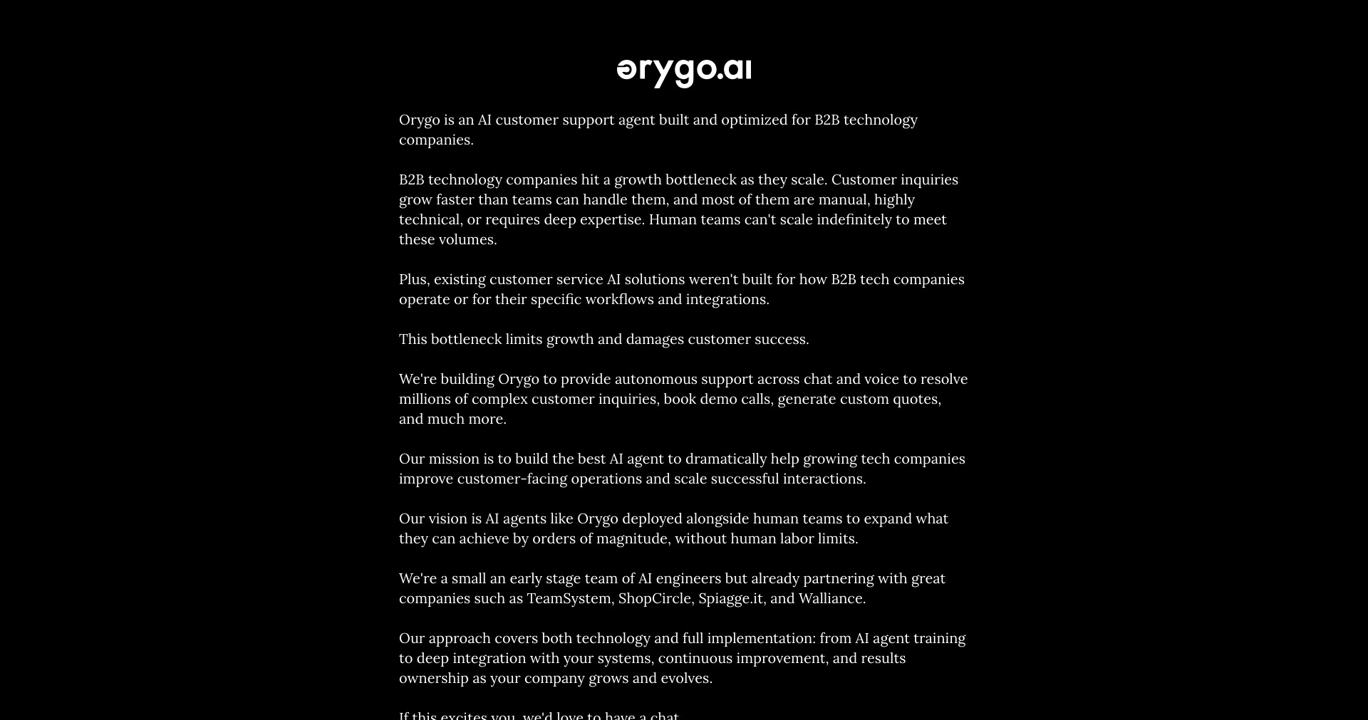 Orygo Technologies Screenshot