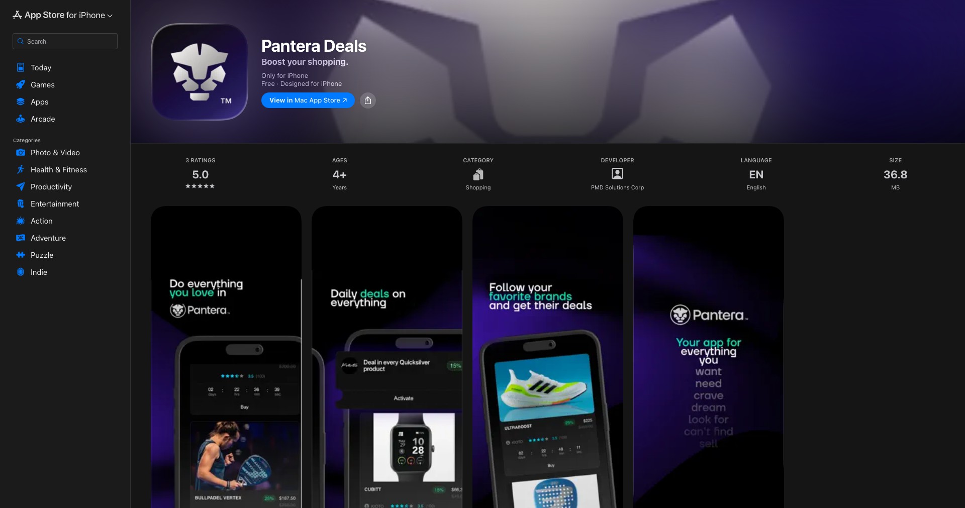 Pantera Deals Screenshot