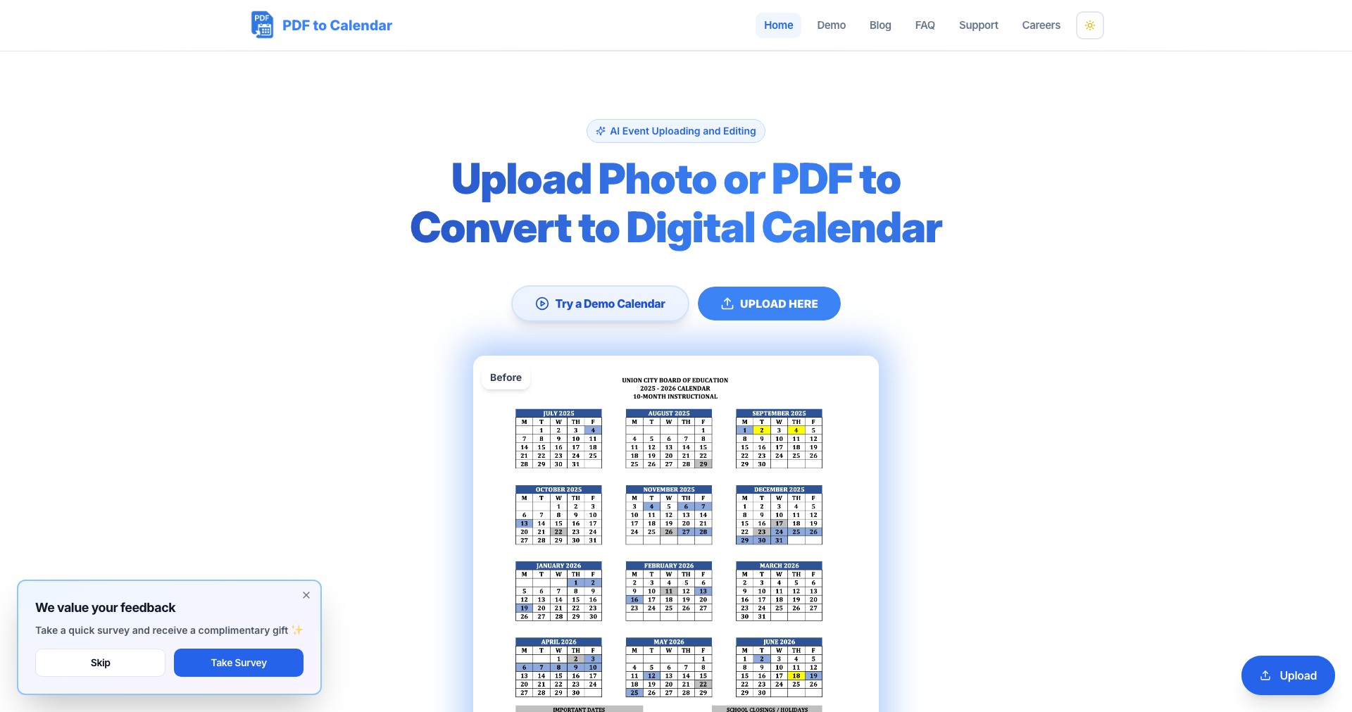 PDF to Calendar Screenshot