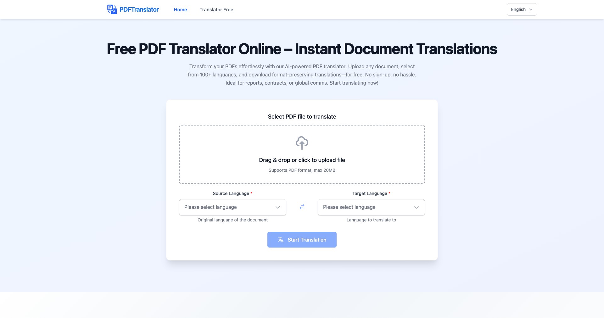PDF Translator Screenshot