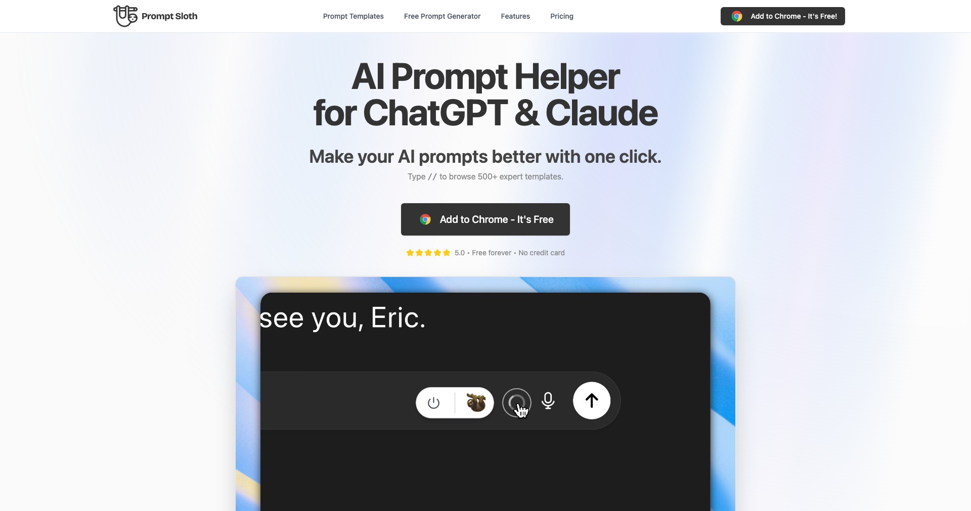 Prompt Sloth Write Better AI Prompts Screenshot
