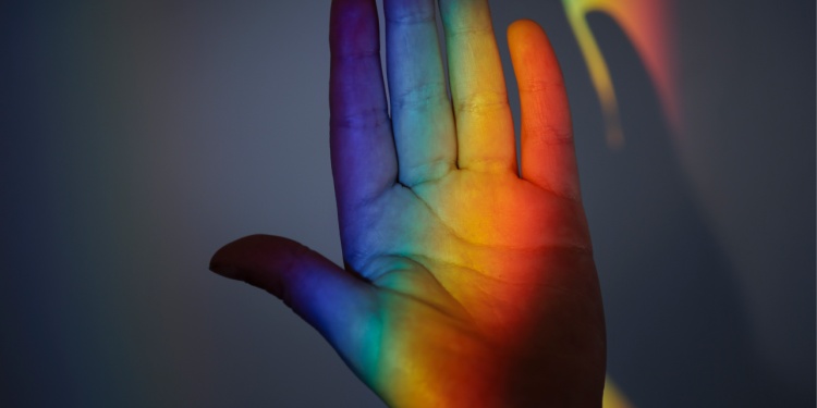 A rainbow hand