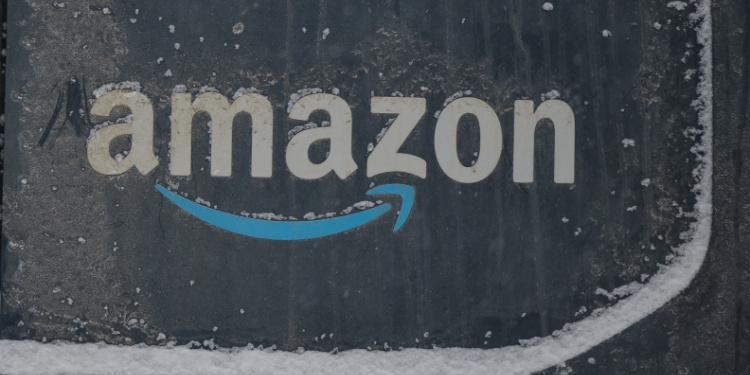 A rainy Amazon van in Edmonton.