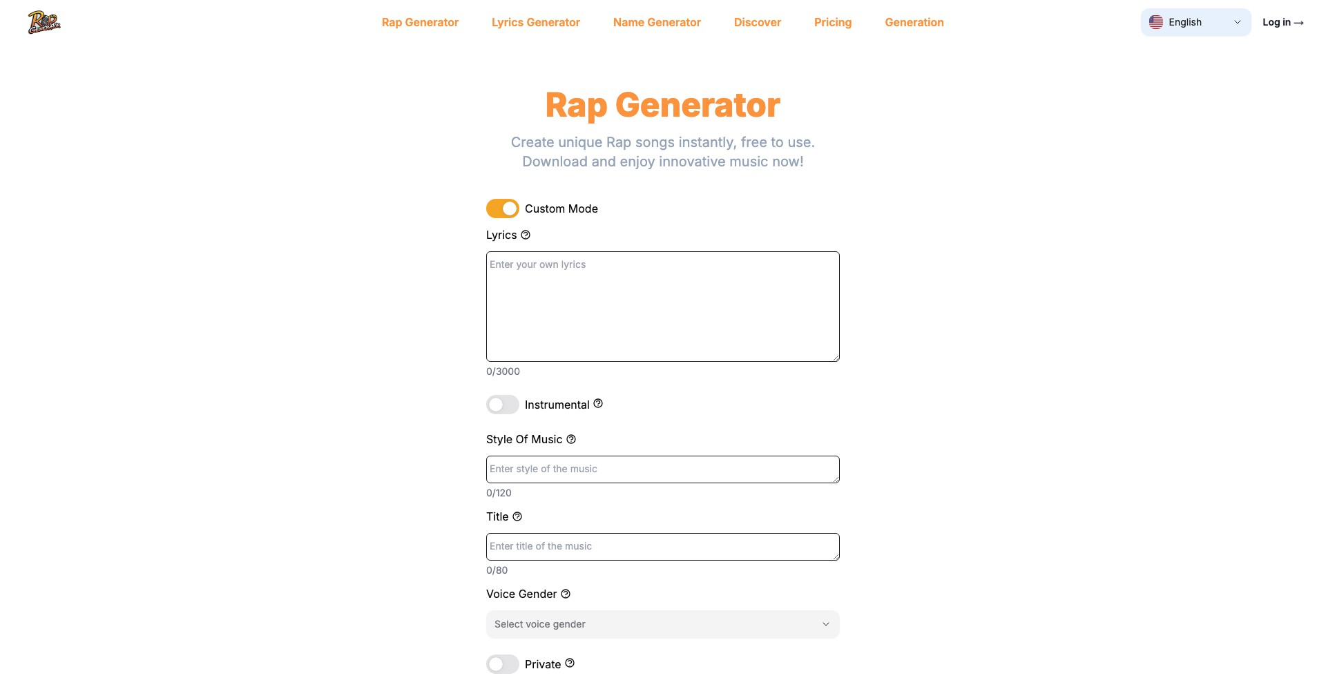 Rap Generator Screenshot