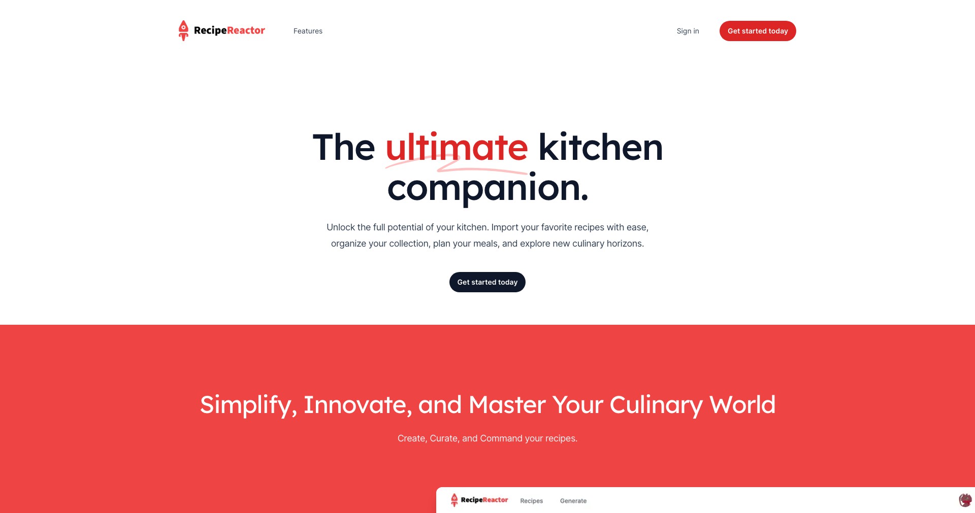 Recipe reactor Screenshot