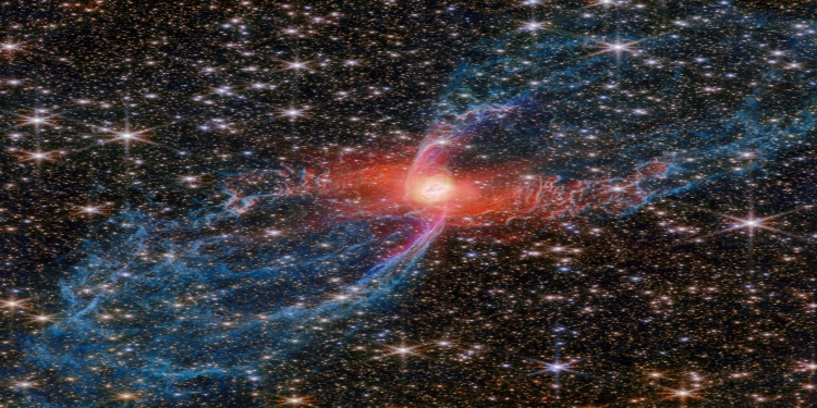 A red spider nebula in space.