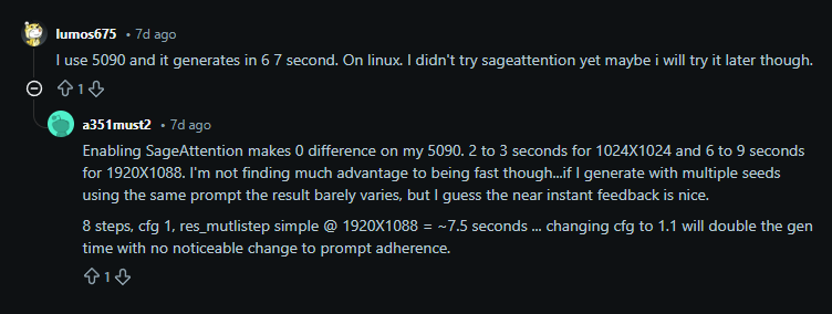 Reddit users sharing about Z-Image speeds