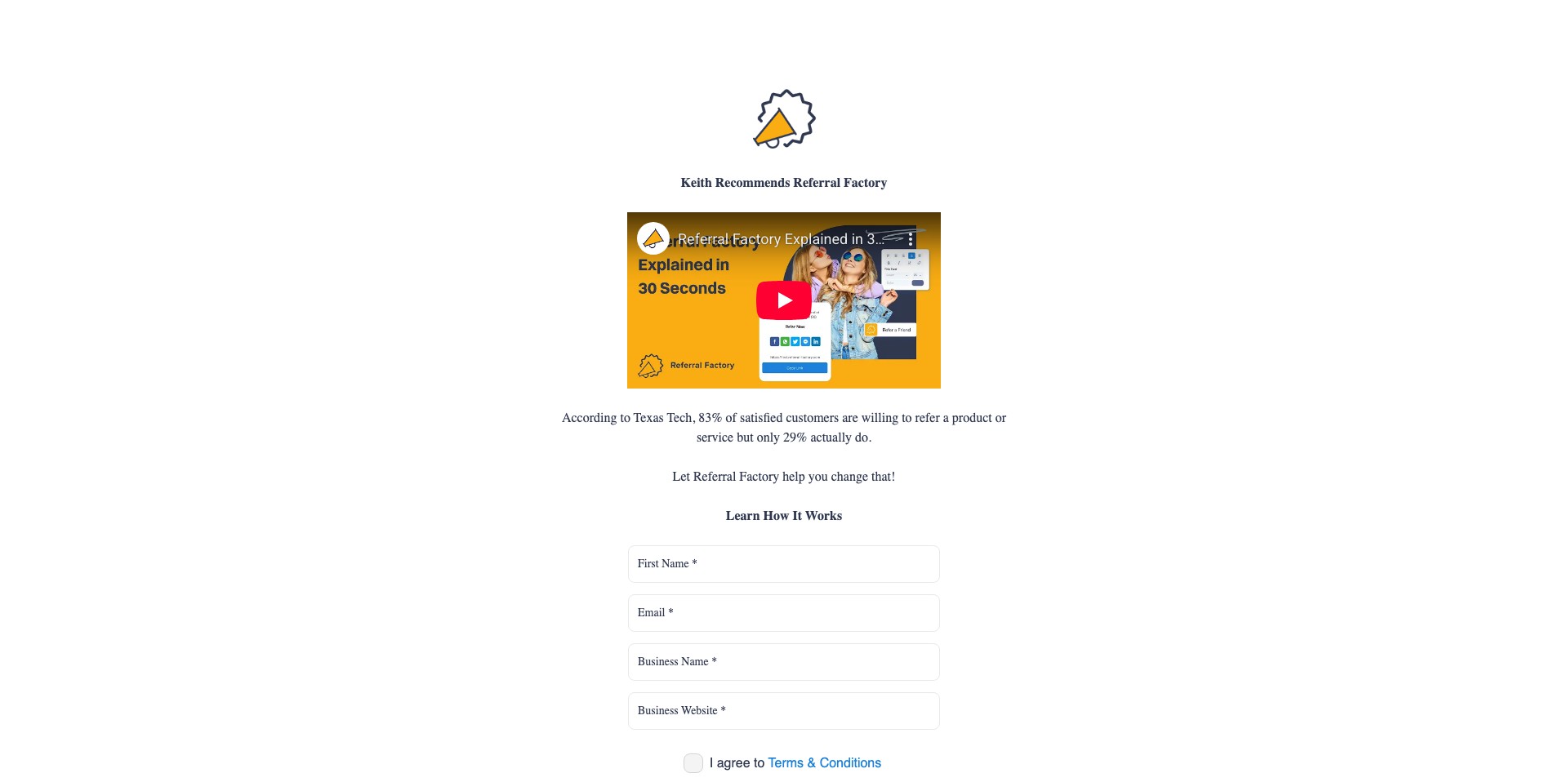Referral Factory Screenshot