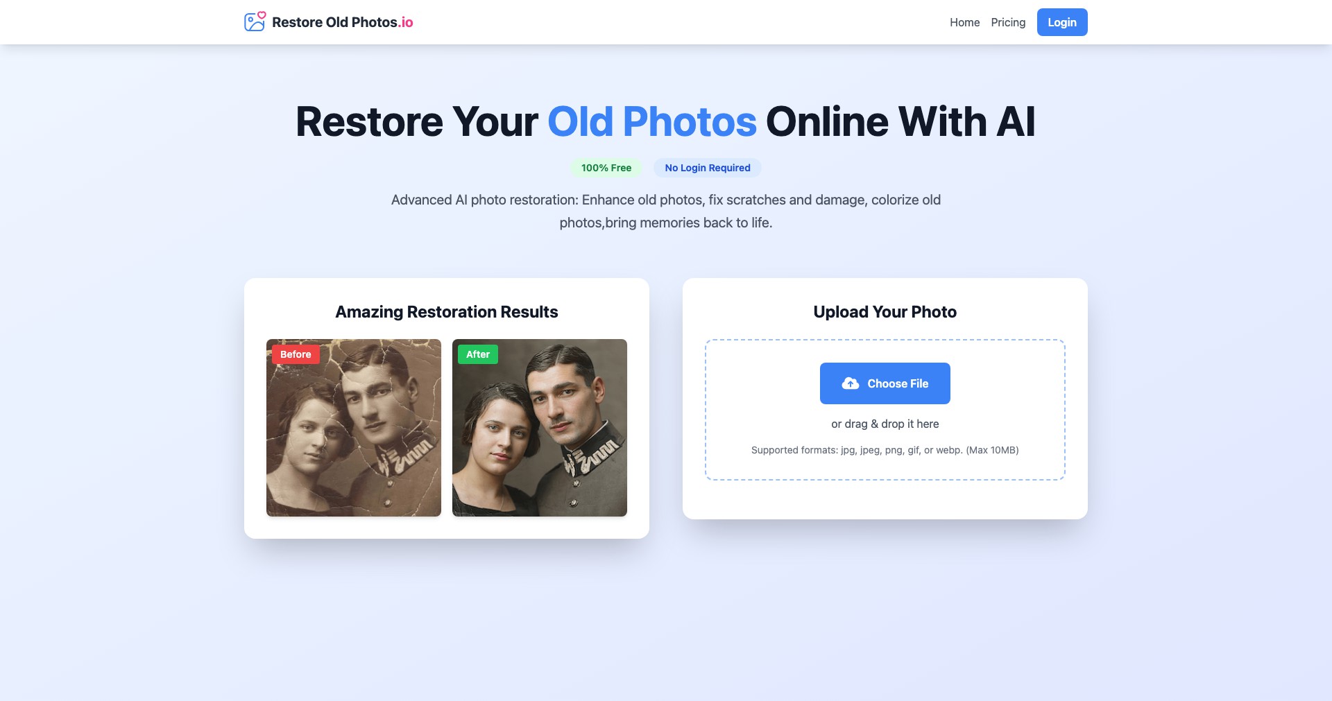 Restore Old Photos.io Screenshot