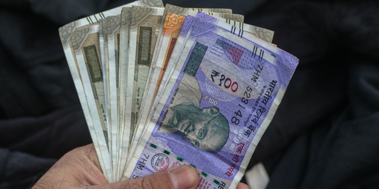A selection of Indian Rupees in cash.