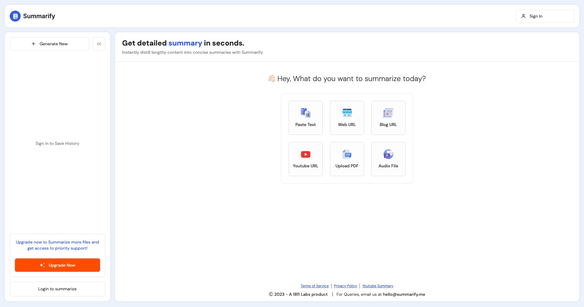 Summarify.me Screenshot