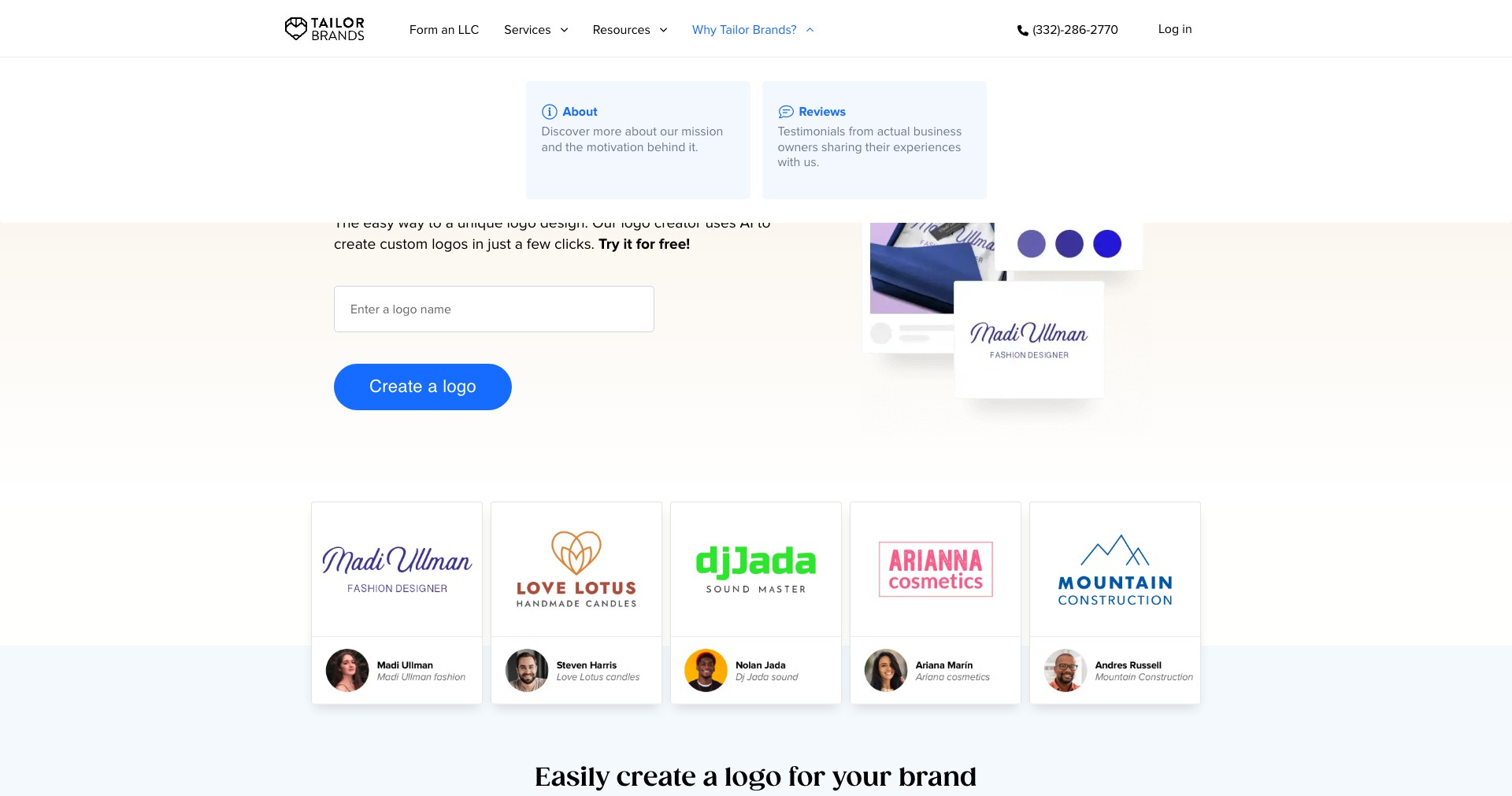 Tailor Brands Screenshot