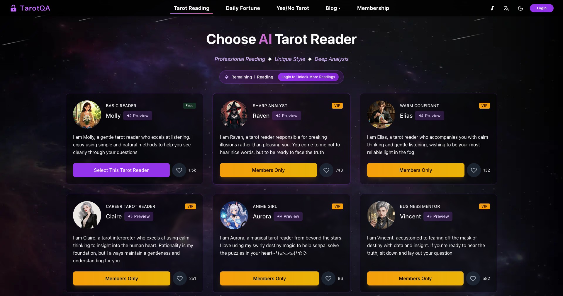 TarotQA Screenshot
