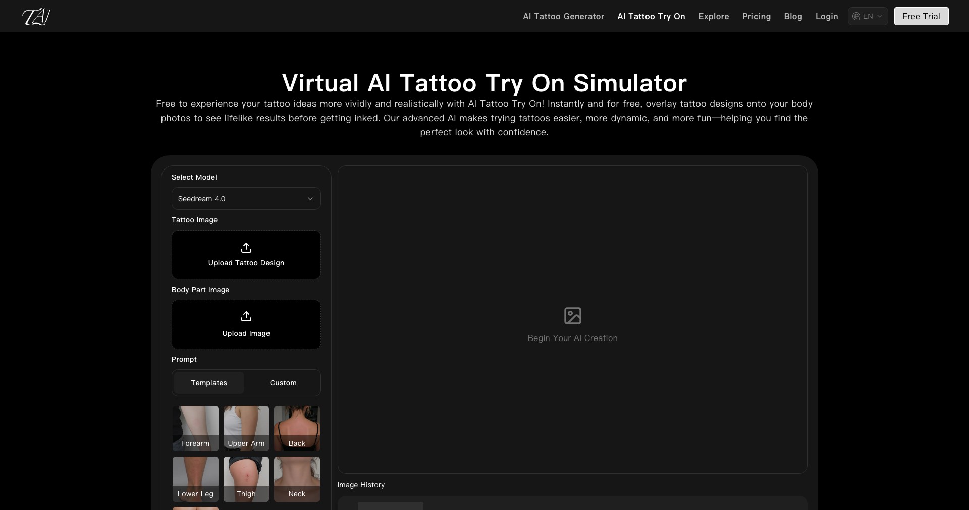 Tattoo AI Design | Try On Screenshot